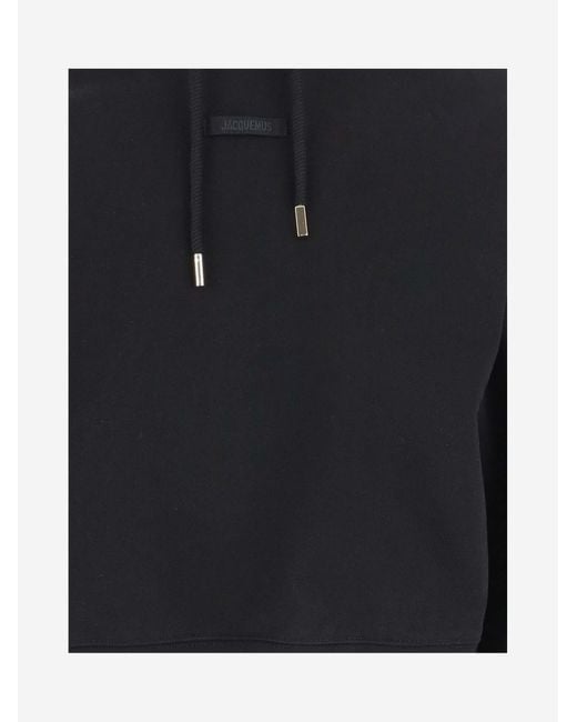 Jacquemus Black Hoodie With Grosgrain Detail Cotton