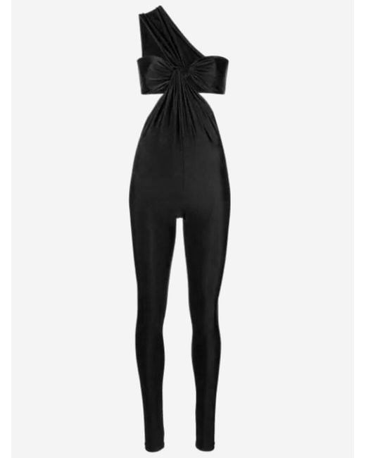Saint Laurent Black One-Shoulder Jumpsuit Polyamide Tracksuits