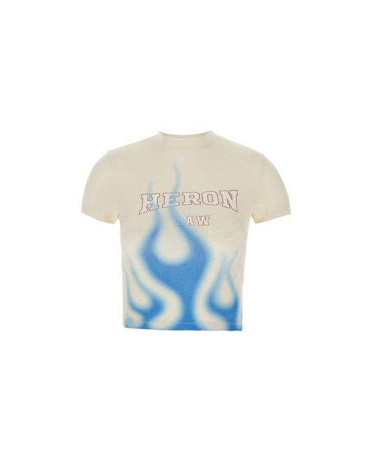 Heron Preston White Heron Law Flames Cotton T-shirt