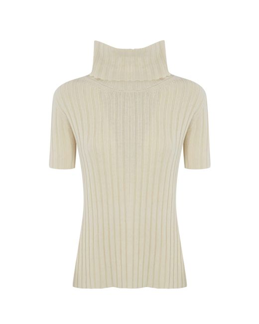 Liviana Conti White Cashmere Blend Turtleneck Sweater