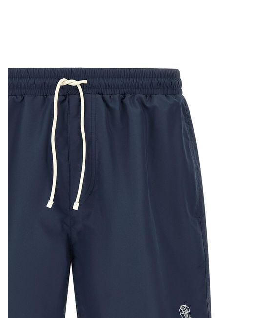 Brunello Cucinelli Blue Polyester Swim Shorts for men