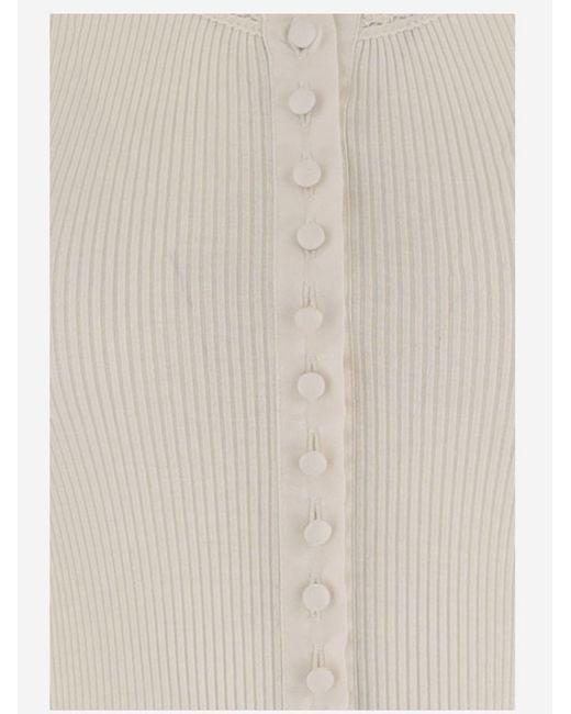 Chloé White Fitted Cotton-Silk Jersey Top Tops