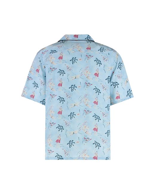 Prada Blue Shirt Printed Viscose for men