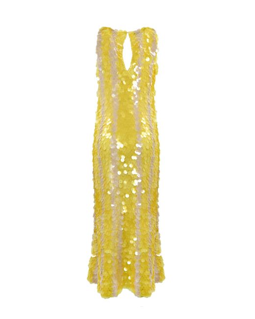 Pinko Yellow Acrisio Full Sequin Dress