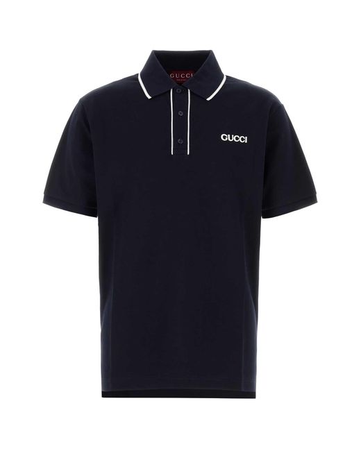Gucci Blue Midnight Stretch Piquet Polo Shirt for men