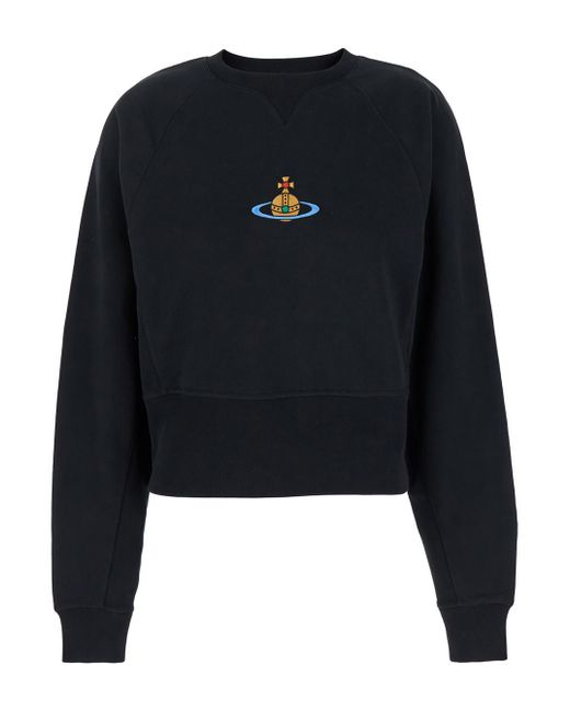 Vivienne Westwood Black Crewneck Sweatshirt With Logo Detail On The Front