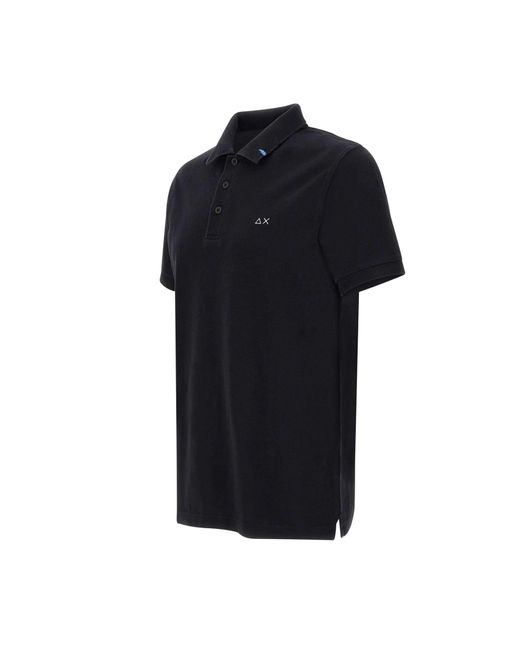 Sun 68 Black Solid Cotton Polo Shirt for men