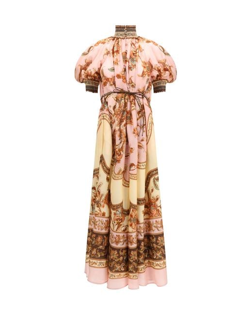 Zimmermann Metallic Aster Billow Dress Silk