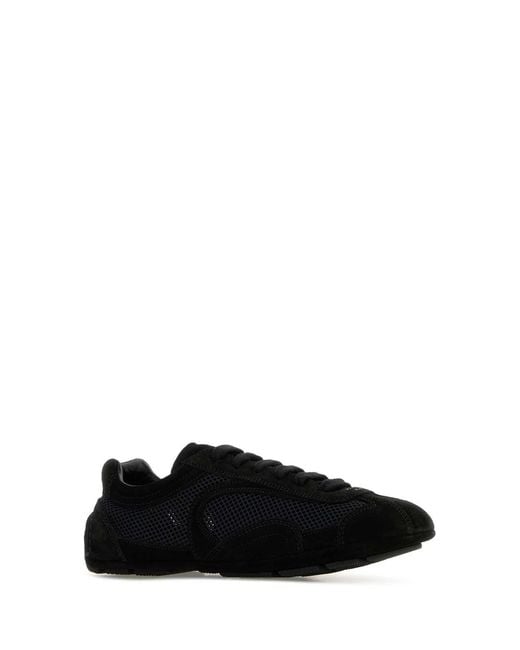 Prada Black Suede And Mesh Montecarlo Sneakers