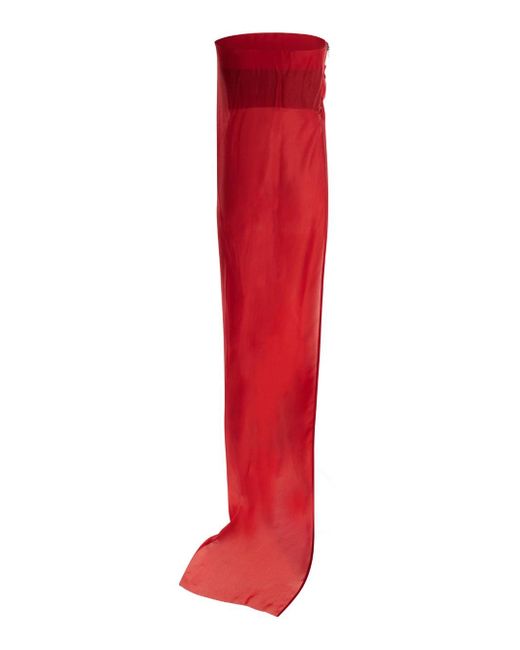 Rick Owens Red Strapless Asymmetric Long Top