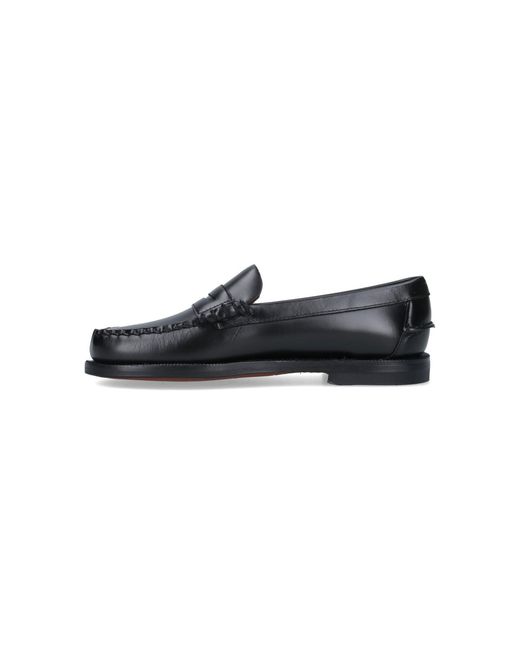 Sebago Black Flat Shoes Leather