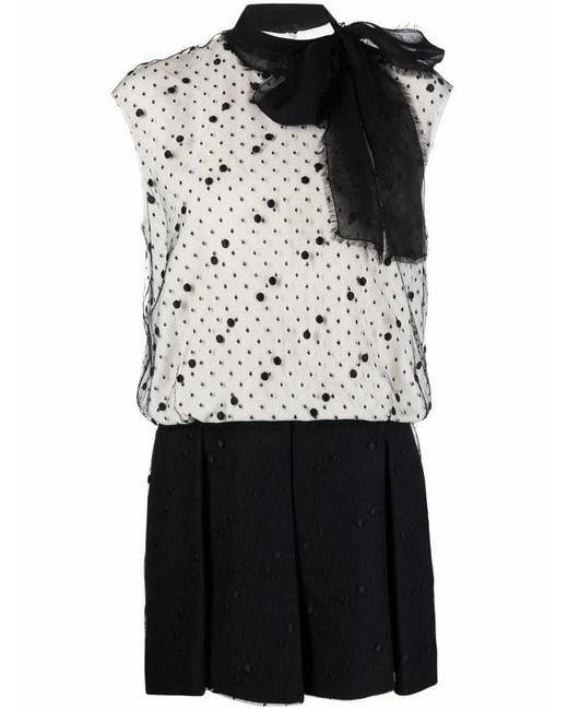 Valentino Black Pussy-Bow Polka Dot Dress