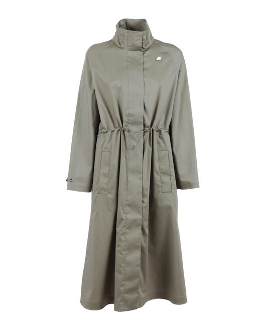 K-Way Gray Barbrein Cotton 3Layers Af Rain Elastane Polyamide Raincoat