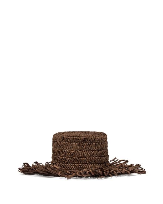 Gianni Chiarini Brown Marcella Hat Crocheted With Straw Effect