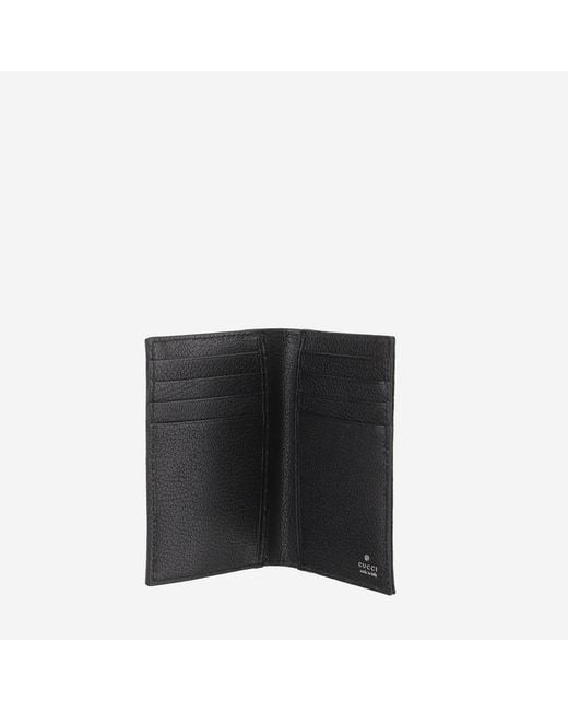 Gucci Black Card Holder Essence Classic Cotton Wallets & Cardholders for men