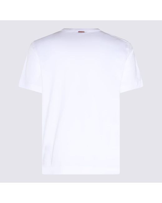Zegna White And Black Cotton T-shirt for men