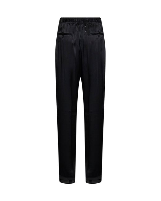 Maison Margiela Black Satin Drawstring Trousers