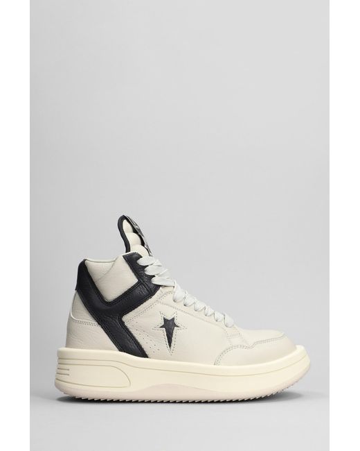 Rick Owens Drkshdw White X Converse Turbowpn Leather Sneakers