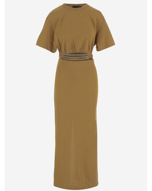 Pinko Natural Cotton Dress With Cut-Out Detail