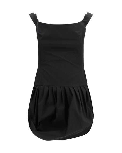 Magda Butrym Black Off-Shoulder Puff Skirt Mini Dress Outer: Polyester; Inner: Silk