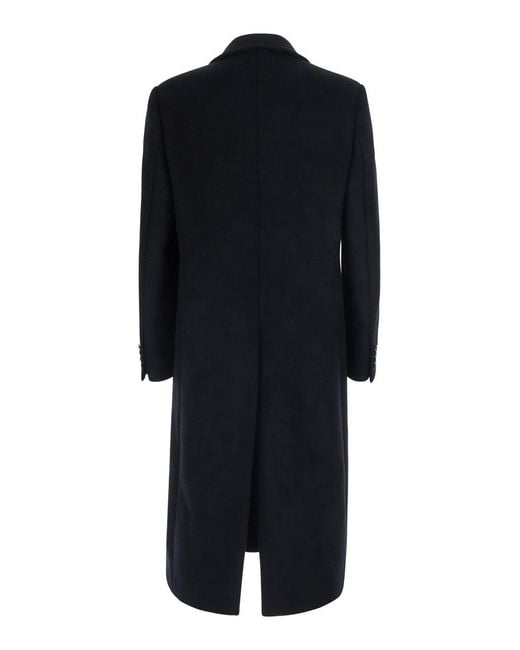 Balenciaga Black Coat Double-Breasted Cotton for men