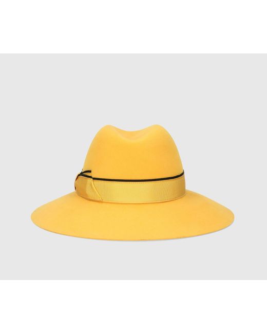 Borsalino Yellow Claudette Fine Wool Felt With Contrasting Border