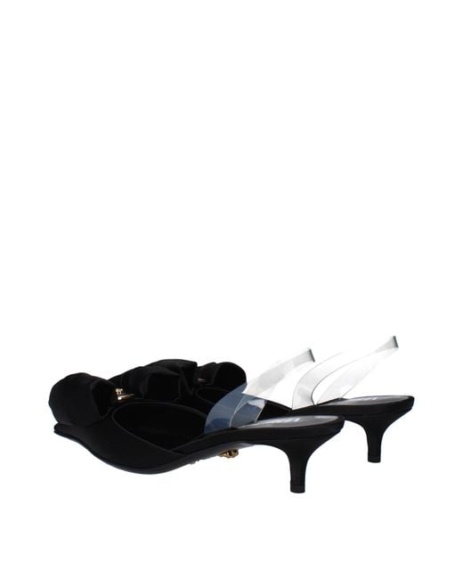 Versace Black Satin Flat Sandals