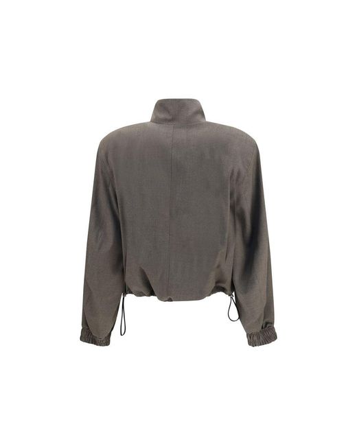 The Attico Gray Brown Wool Oves Aries Bomber