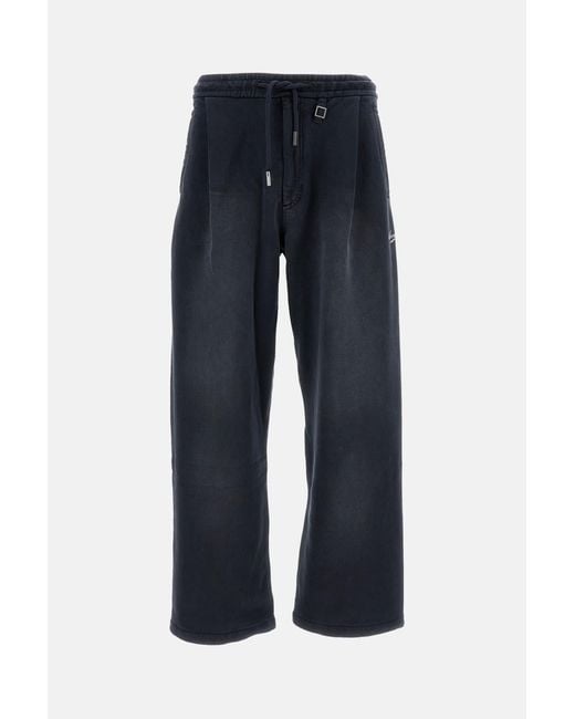 Wooyoungmi Blue Wide-Leg Cotton Trousers With Adjustable Drawstring for men