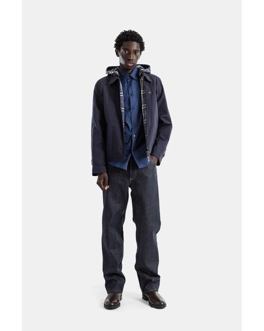 Burberry Blue Reversible Check Cotton Twill Hodson Jacket for men