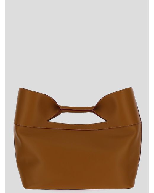Alexander McQueen Brown The Bow Logo Printed Tote Bag