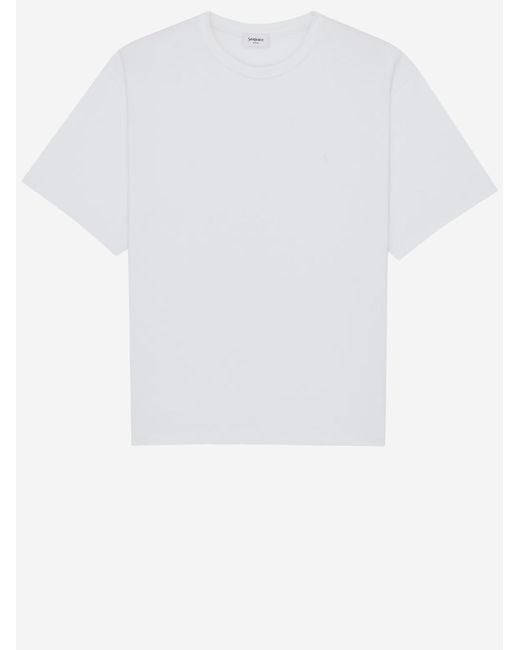 Saint Laurent White Cotton T-Shirt With Logo for men