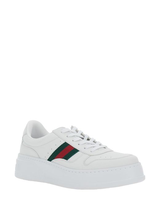 Gucci White Sneakers Leather Oversized Sole Calf Trainers for men