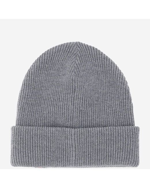 Gucci Gray Wool Beanie With Web Ribbon Fabric Hat for men