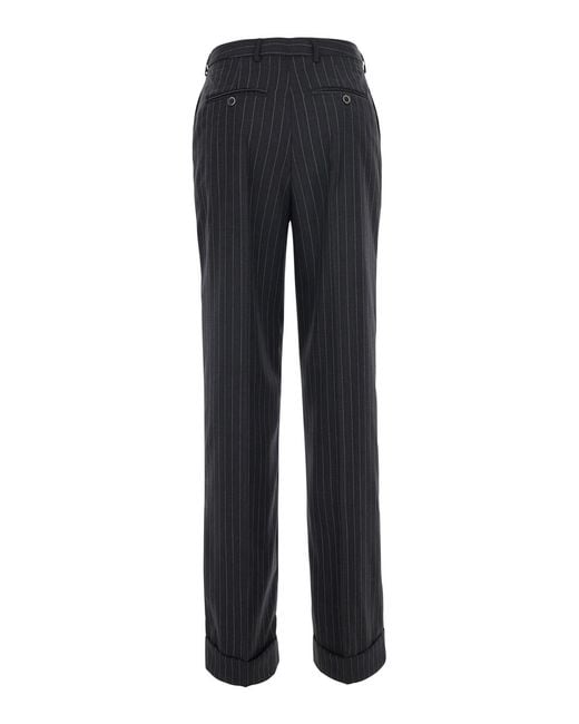Semicouture Blue Pants Lola Wool-Blend Trousers