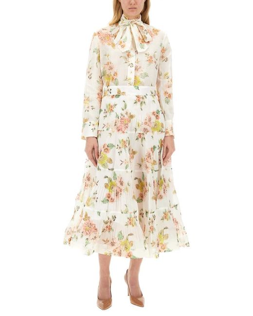 Zimmermann Natural Skirt With Floral Pattern