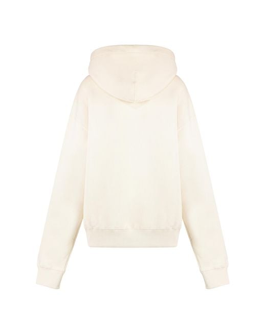 Jil Sander White Ribbed Cotton Hoodie Hoodies