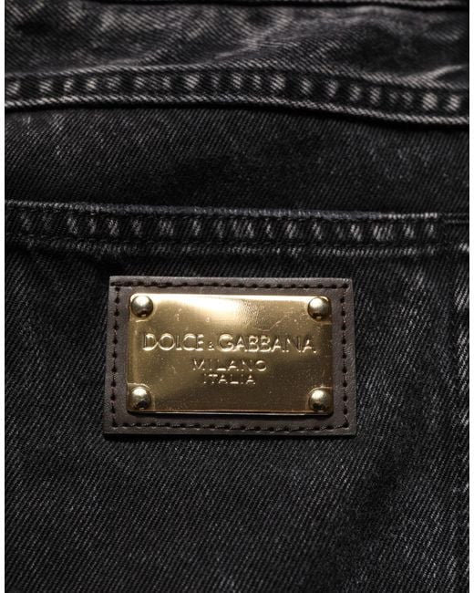 Dolce & Gabbana Black Distressed Cotton Straight Denim Jeans Clothing for men