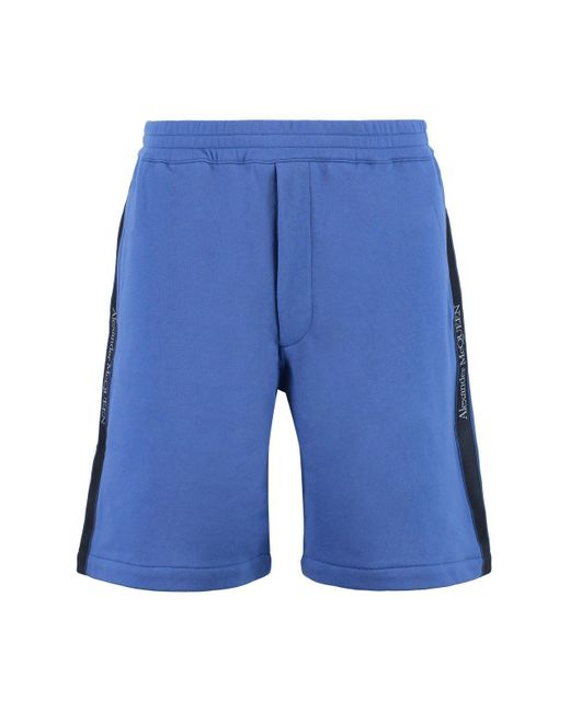Alexander McQueen Blue Cotton Bermuda Shorts for men
