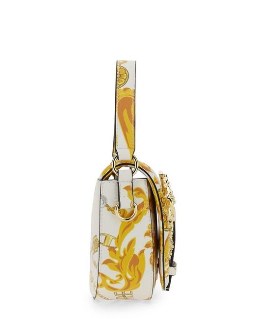 Versace Metallic Baroque Printed Foldover Top Crossbody Bag