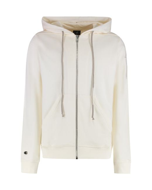 Rick Owens White Jason Full-Zip Hoodie Cotton for men