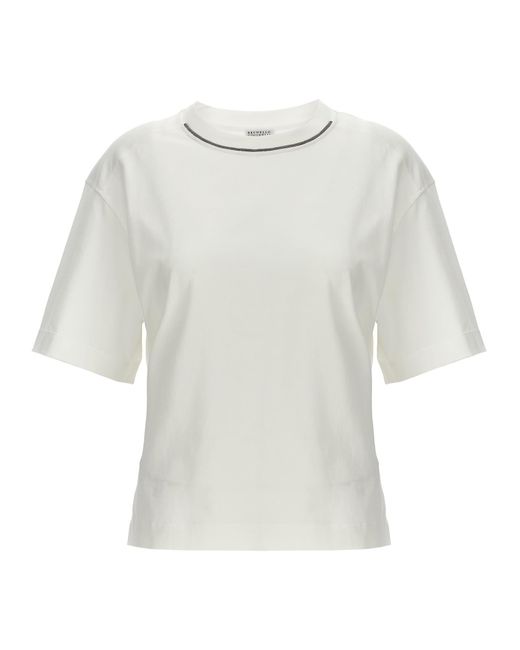 Brunello Cucinelli White Monile T-shirt