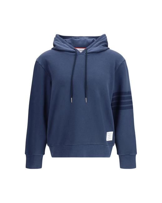 Thom Browne Blue Cotton Hoodie Sweatshirts for men