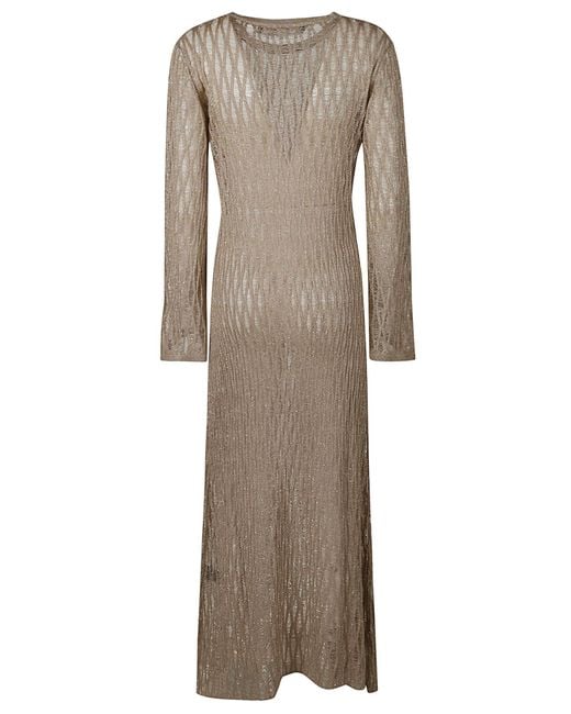 FEDERICA TOSI Natural See Through Long-Sleeved Dress