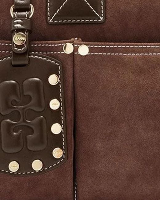 Ganni Brown Shoulder Bag Posy Small Leather