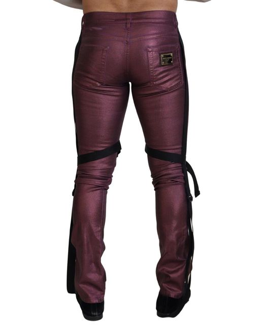 Dolce & Gabbana Red Magenta Cottoncasual Harness Denim Jeans for men