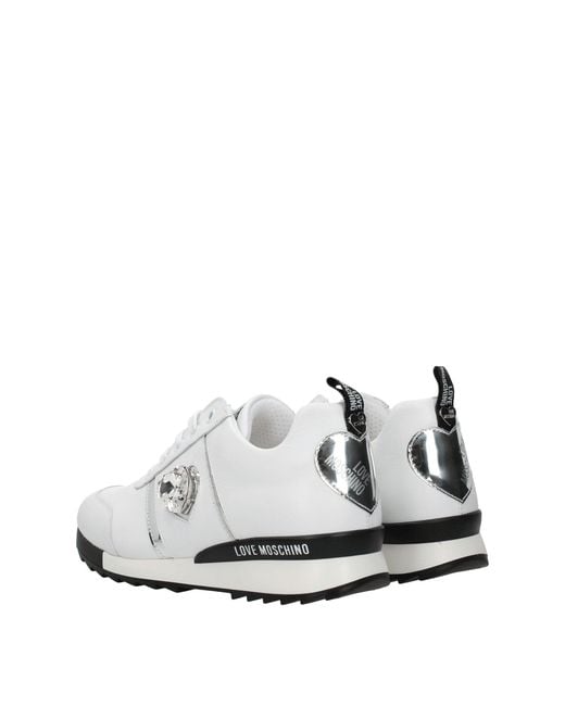 Love Moschino White Heart Jewel Accent Sneakers for men