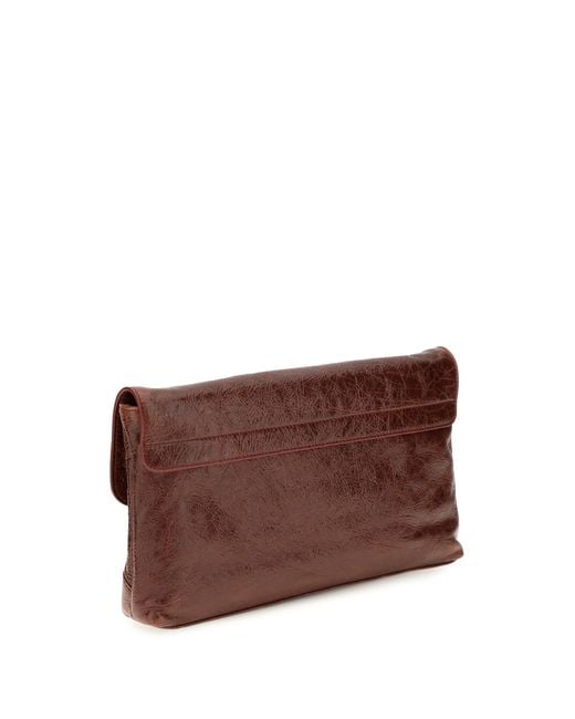 Balenciaga Brown Le City Clutch Lambskin Lamb Ovis Aries Clutches