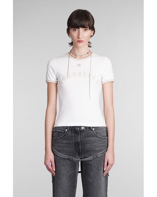 Courreges T-shirt In White Cotton | Lyst