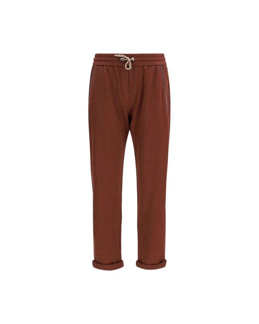 Brunello Cucinelli Brown Bordeaux Cotton Casual Pants
